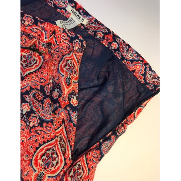 NWT FOREVER 21 Orange Multi Mini Short Skirt - Picture 4 of 6
